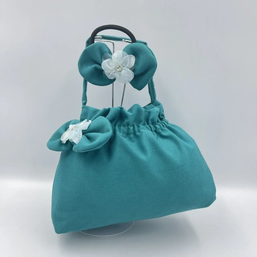 Handmade Girls Mini Handbag bow hair tie set